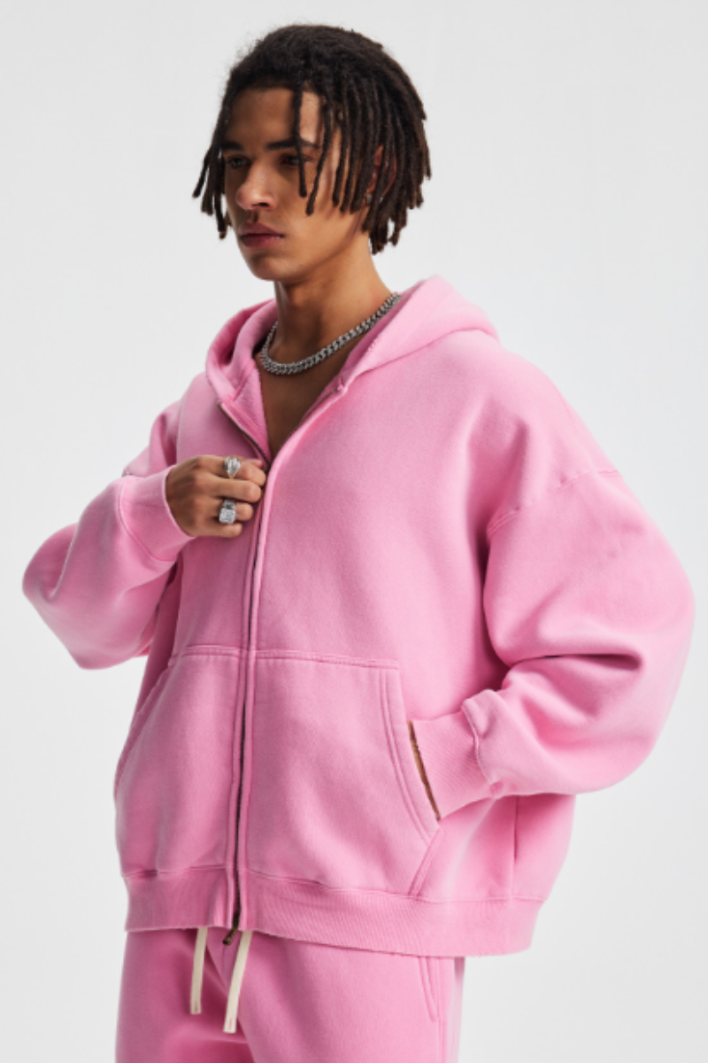 Unisex  370g spray washed zipper coat- couple's style
