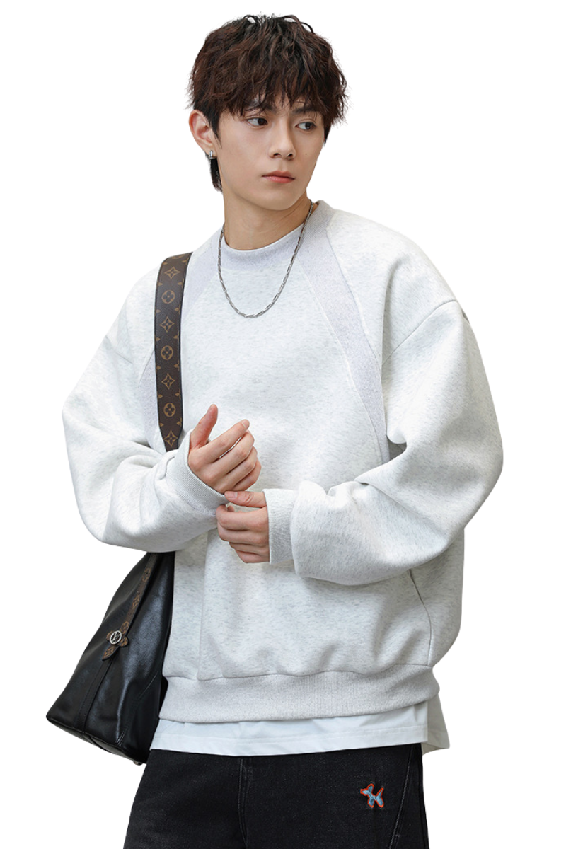 Men's Heavy Jersey Boxy Patchwork Retro Sweatshirt
