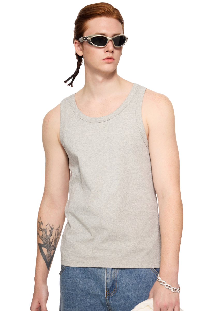 Men's Summer 315g Heavy Cotton Solid Ribbed Tank