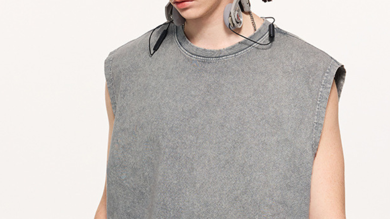 Men's Summer 275g Retro Washed Distressed Tank