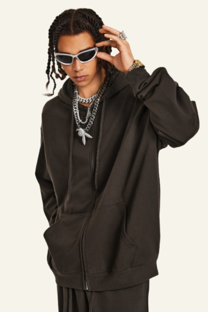 Fall Clothing Pure color terry cloth hooded sweatshirt