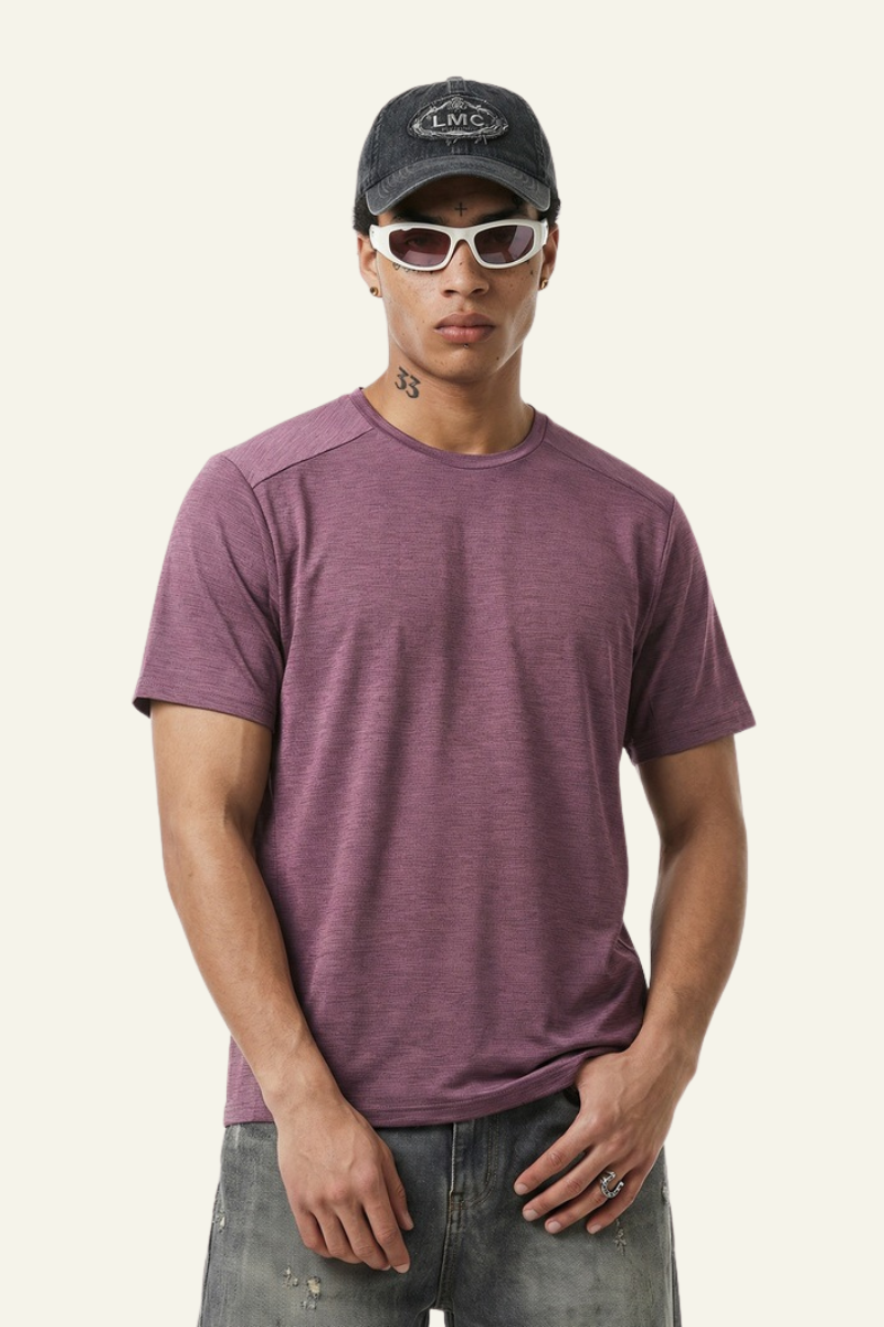Unisex Round Neck Drape Sleeve Loose Fit T-shirt