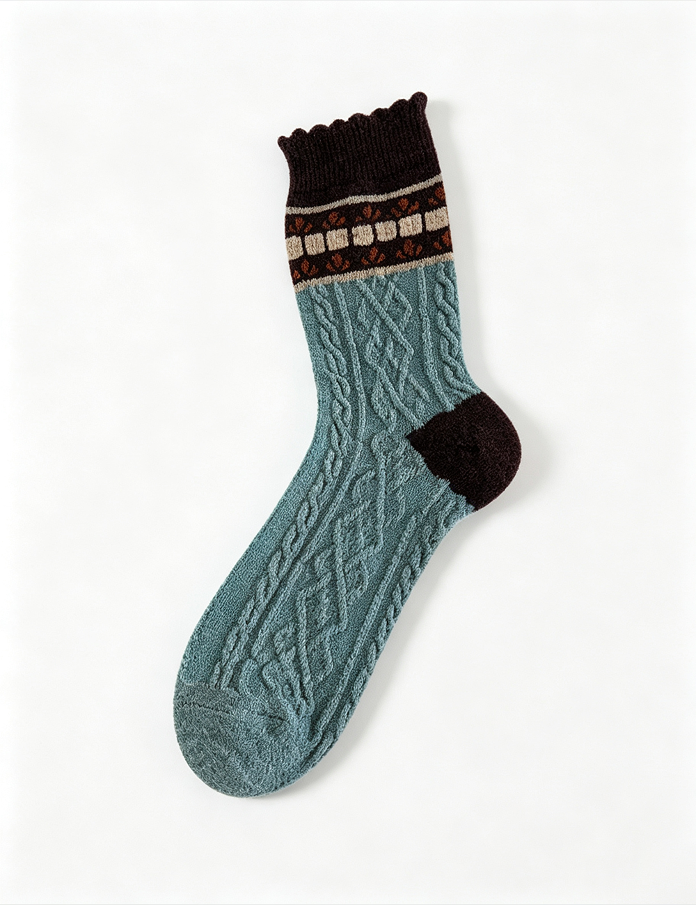 Ladies Vintage Floral Pattern Casual Crew Socks