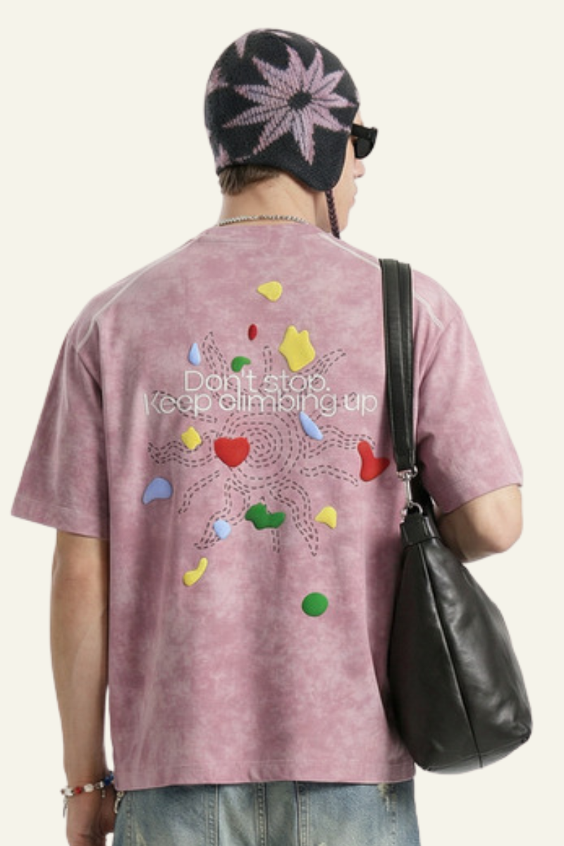 Men's Streetwear Vintage Heart Pattern T-shirt