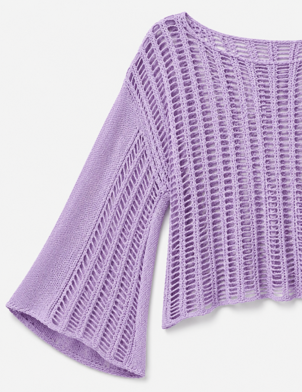 Ladies Long Sleeve Knit Mesh Hollow Out Cropped Cover Up