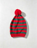 Ladies Holiday Casual Striped Pom Beanie Hat