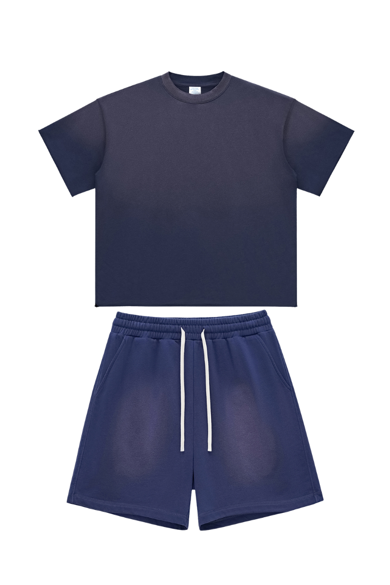 Men's American Washed Spray Bright Tee & Shorts Set