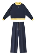 Women Fall Clothing Mock Neck Sweatshirt Wide Leg Pants Set