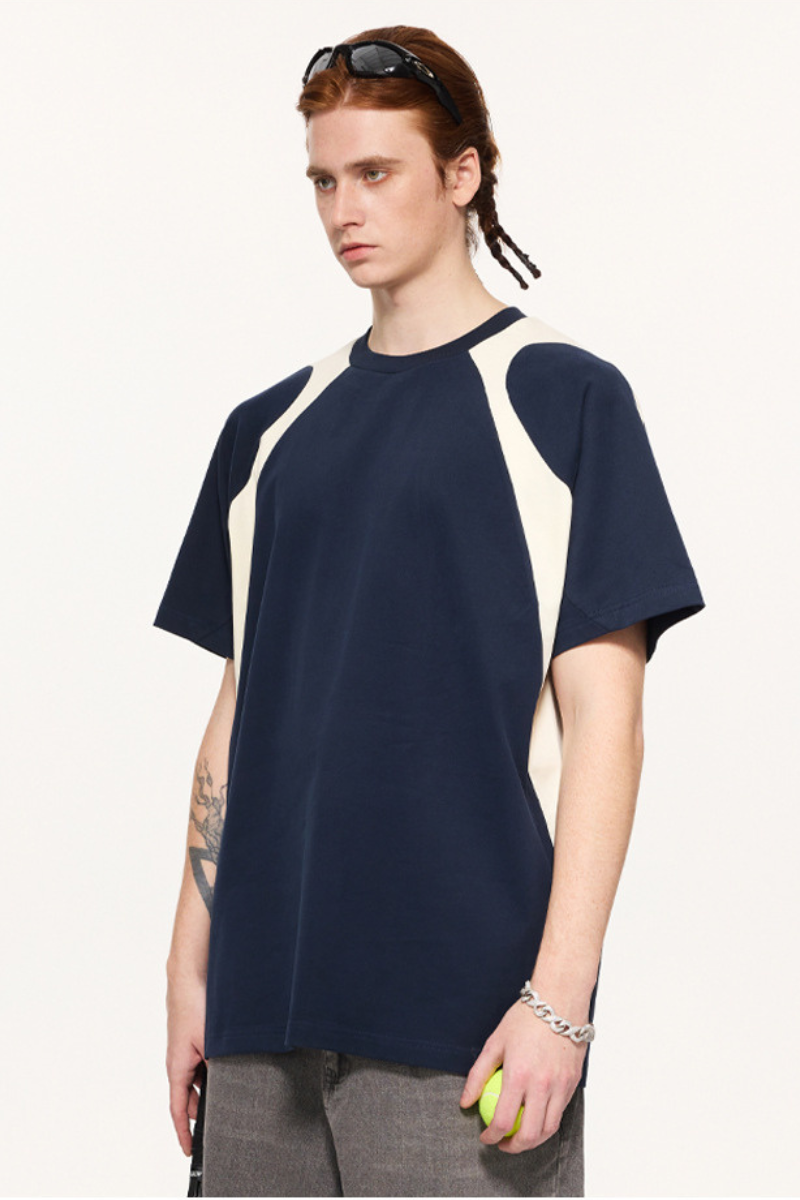 Men's Summer 230g Cotton Colorblock Raglan Loose Crew Tee