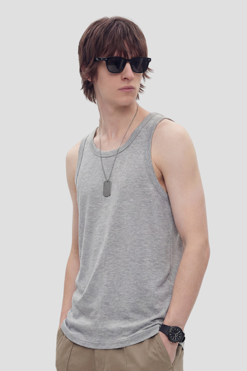 Men's 300g Heavy Raw Edge Earth Tone Moisture Wicking Tank