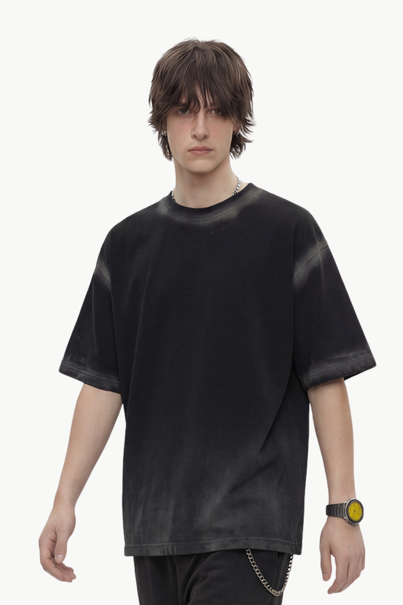 Men's Summer 280g Cotton Spray Wash Gradient Tee