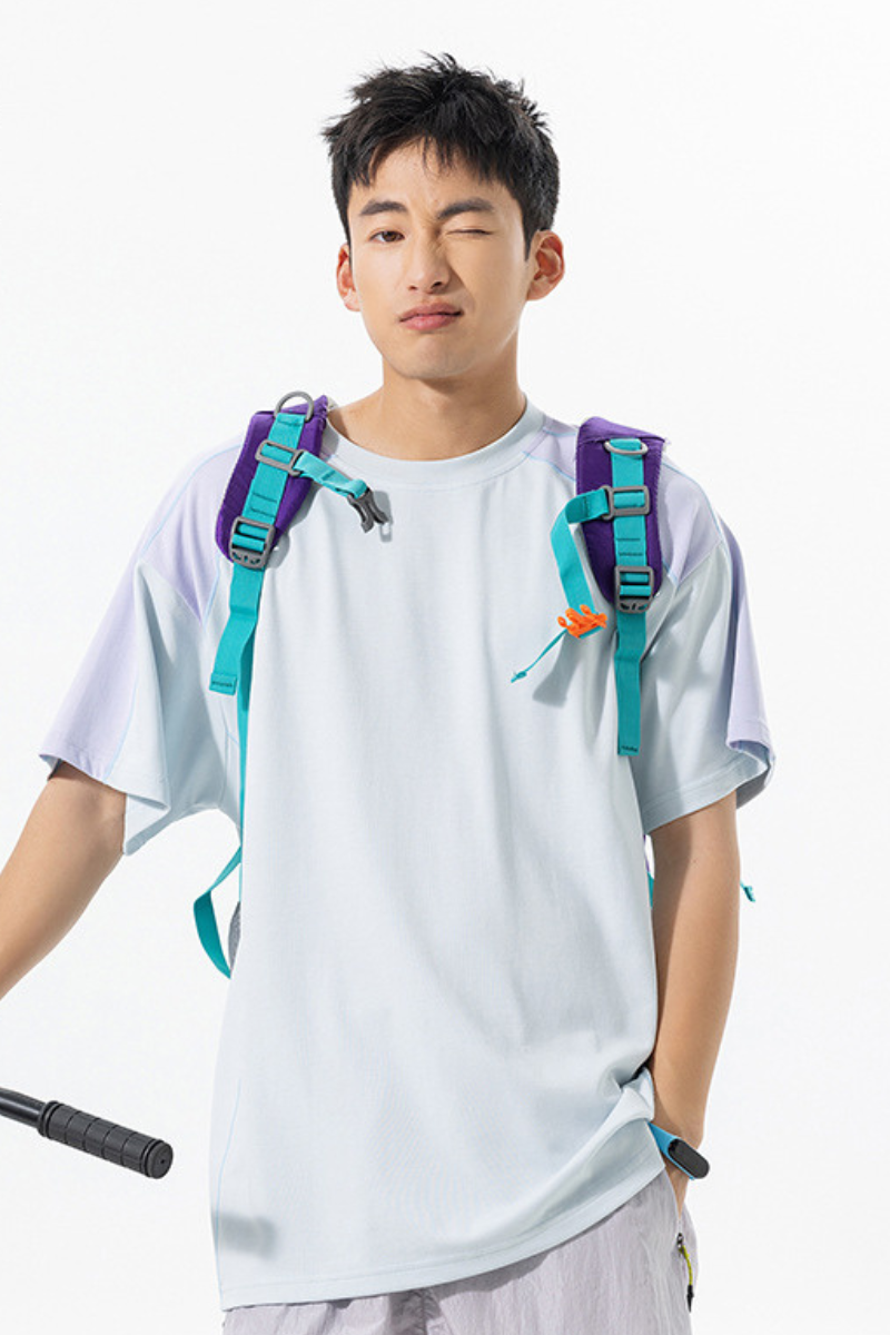 Men's Summer Street Quick Dry Colorblock Loose Cooling Tee