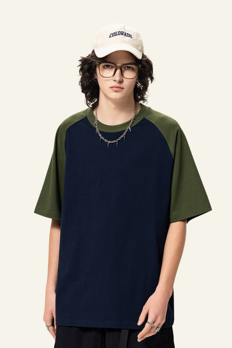 Men's  Cotton Color-Blocked Relaxed T-shirt.