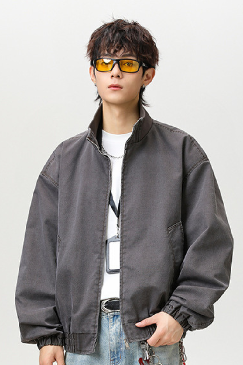 Men's Streetwear Solid Stand Collar Bomber Jacket