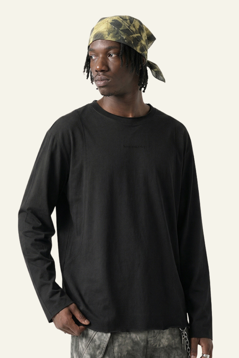 Men's Streetwear Retro Cotton Long-Sleeved T-shirt