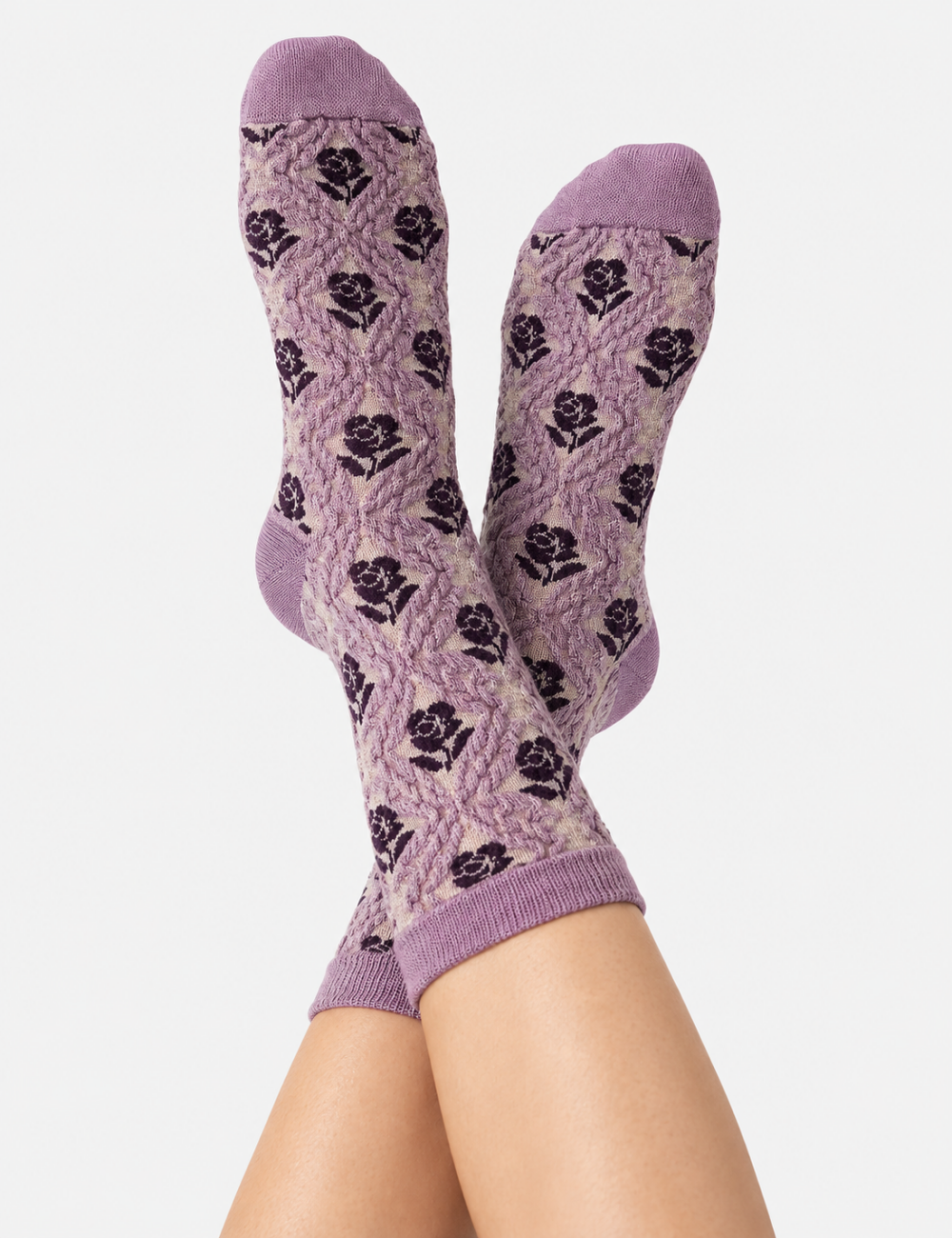 Ladies Relief Floral Mid Calf Socks