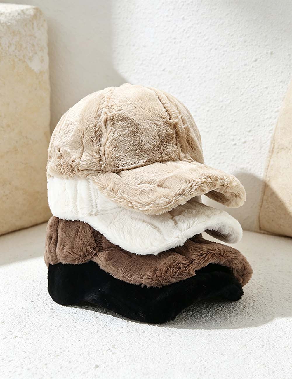 Ladies Casual Winter Warm Faux Fur Baseball Cap