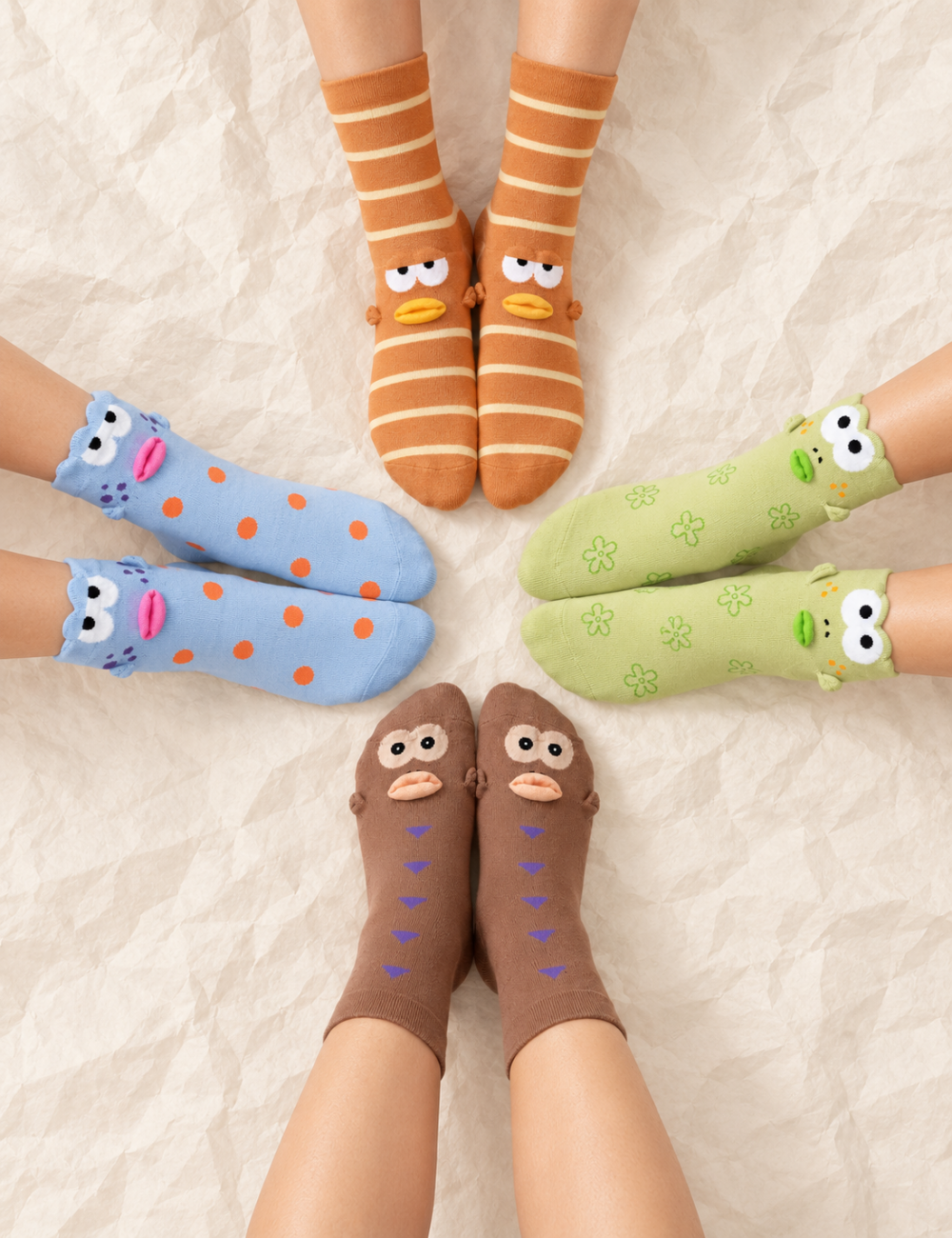 Ladies Cartoon Funny Fish Crew Socks