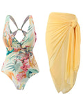 Ladies Floral Print One Piece with Cover SKSW40138