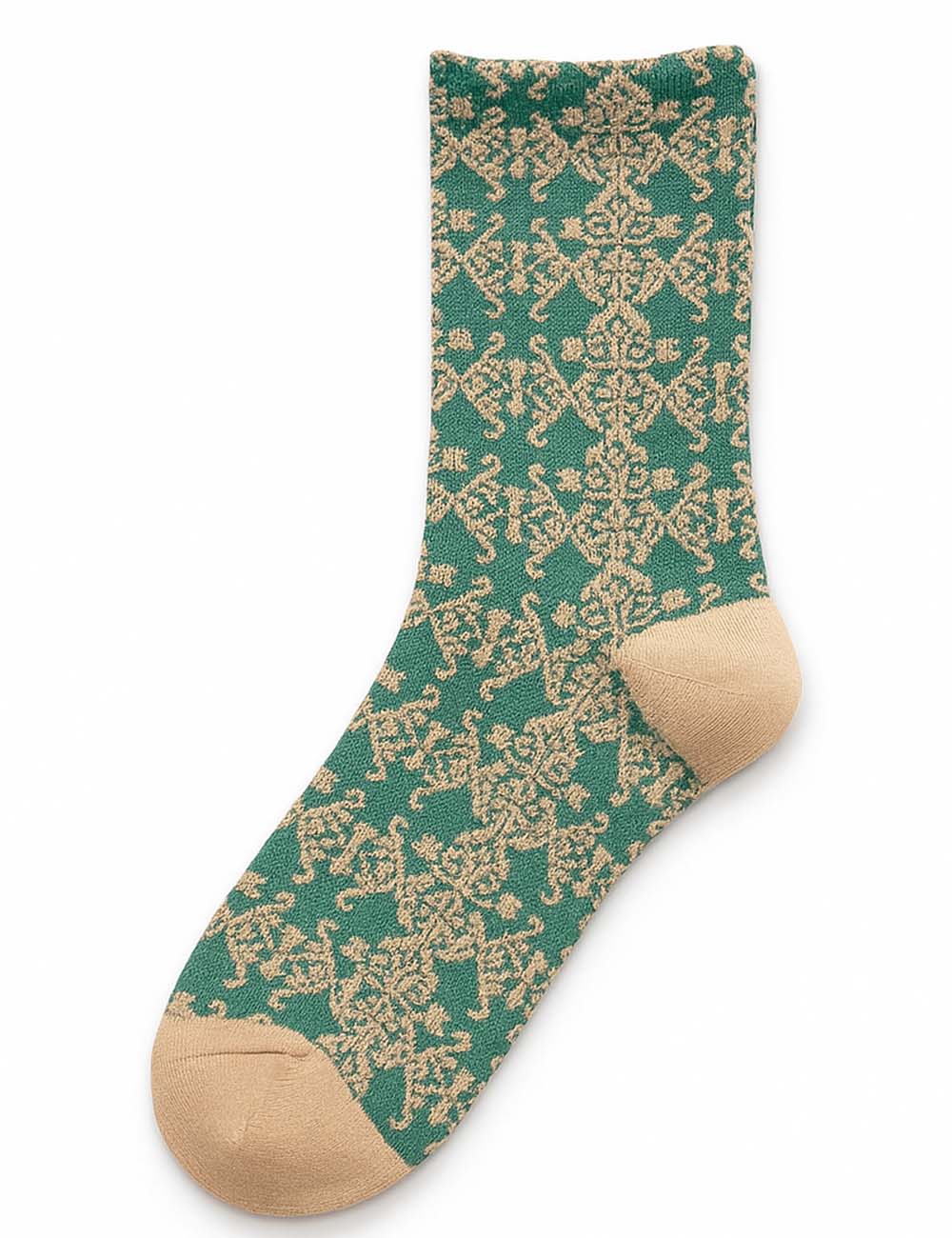 Ladies Vintage Floral Jacquard Mid Calf Socks