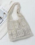 Ladies Square Knit Solid Color Tote Bag SKAB4110