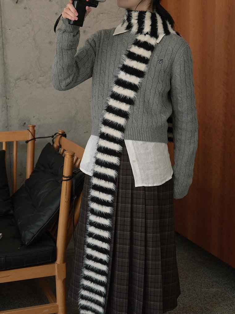 SWEETKAMA Ladies Soft Faux Mink Feel Stripe Scarf YW039