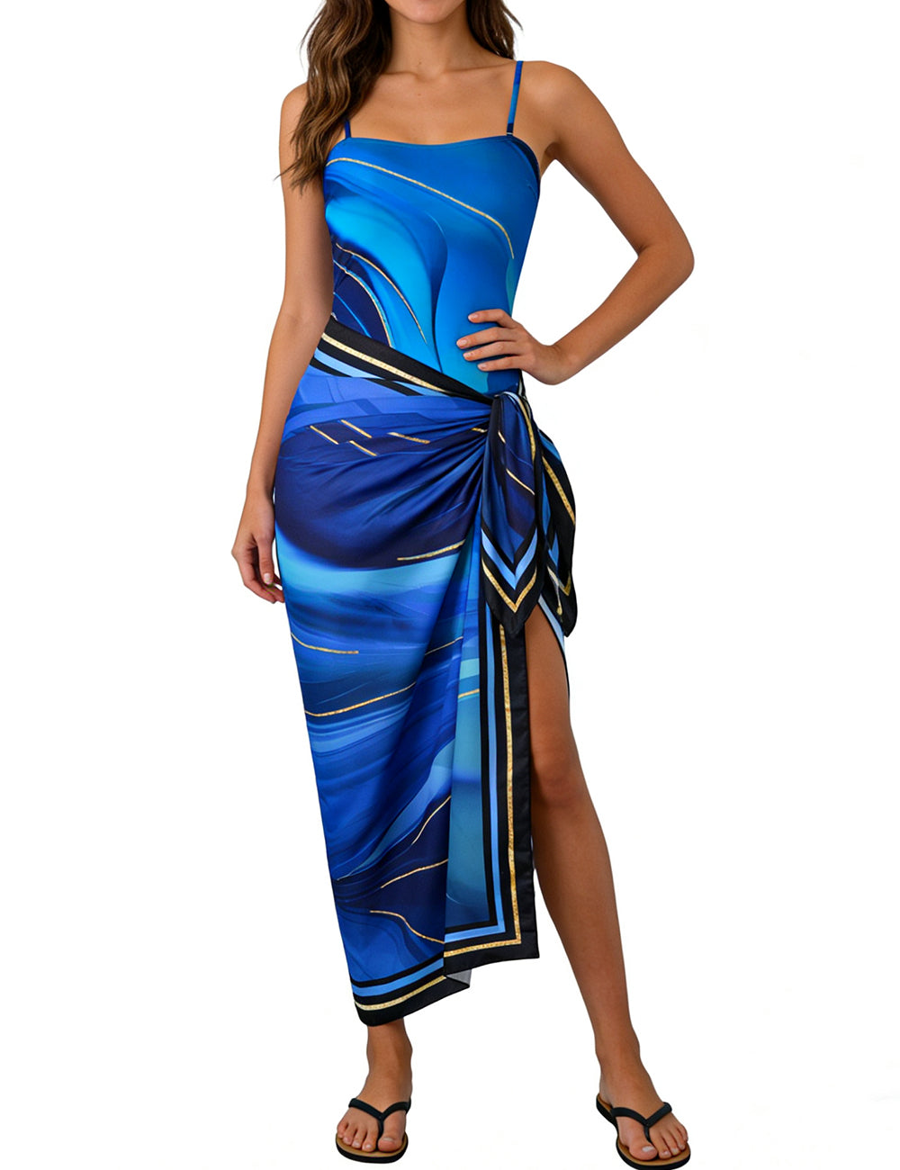 Ladies Abstract Print Beach Sarong Wrap Tie Swim Cover Up