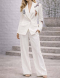 Ladies Luxury Beaded Butterfly Blazer & Flared Leg Matching Set
