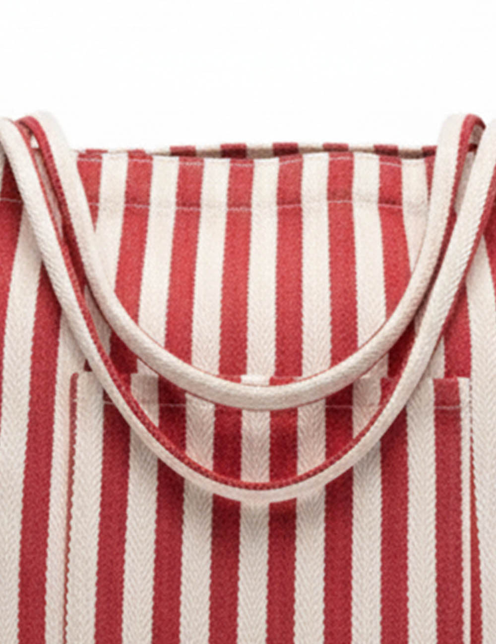 Ladies Striped Double Pocket Large Capacity Canvas Tote Bag