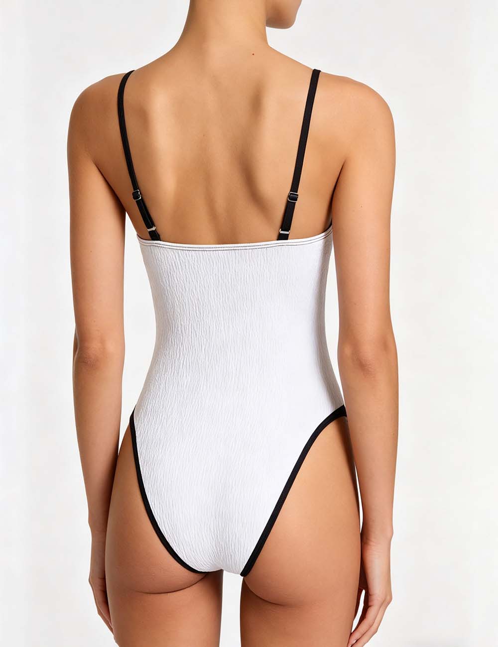 Ladies Color Block Square Neck One Piece Swimsuit