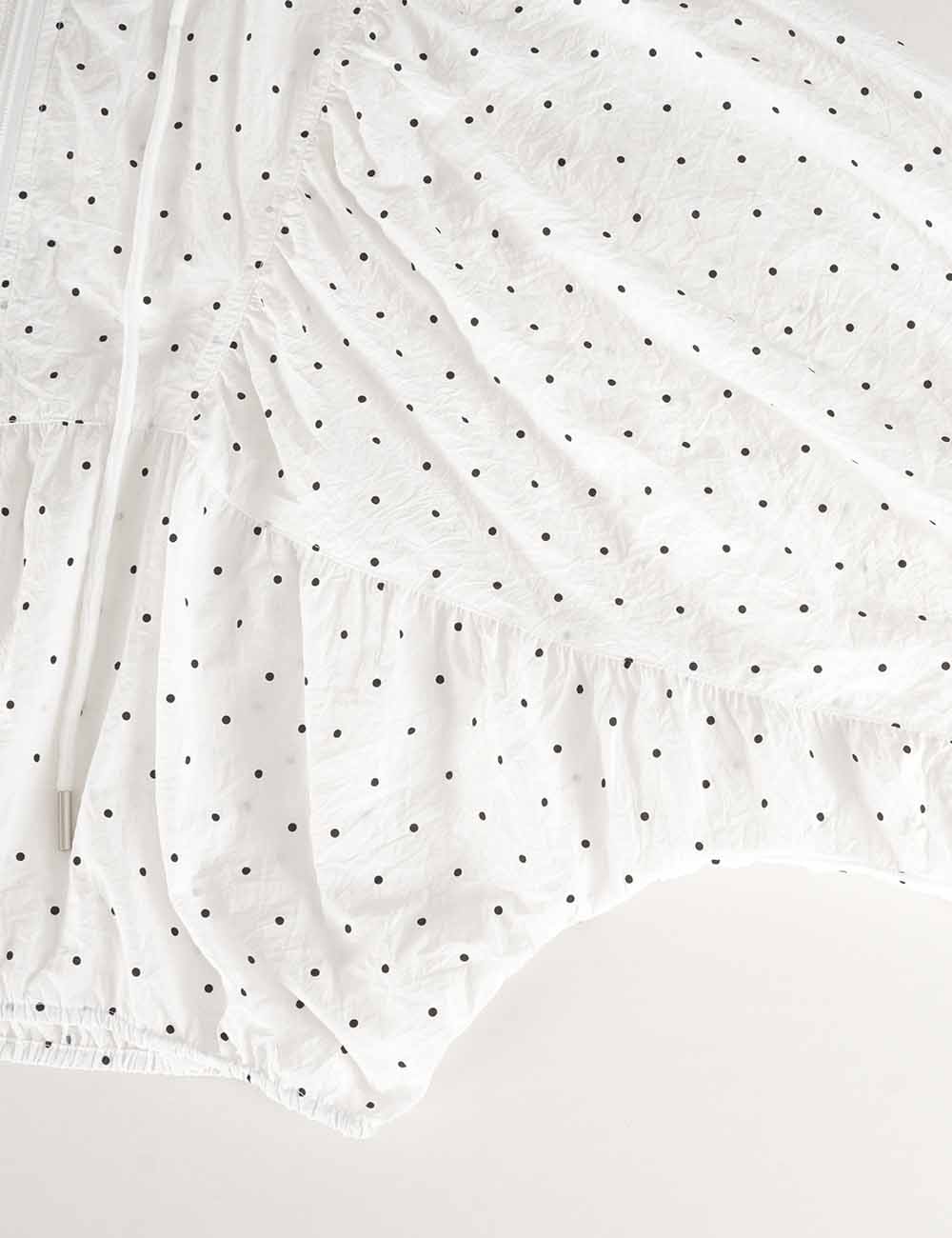Ladies Polka Dot Hooded Zip-Up Cropped Lightweight Jacket
