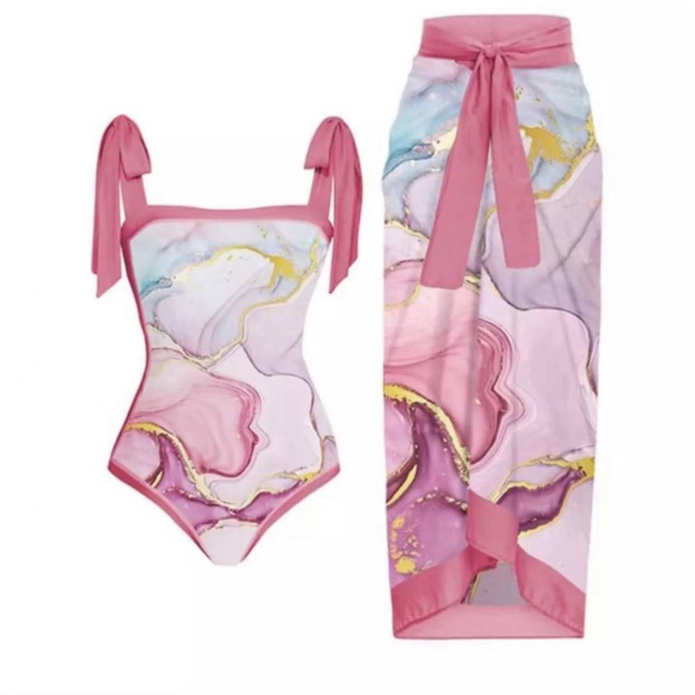 Two Shoulder with Cover One Piece Swimwear SKSW40146