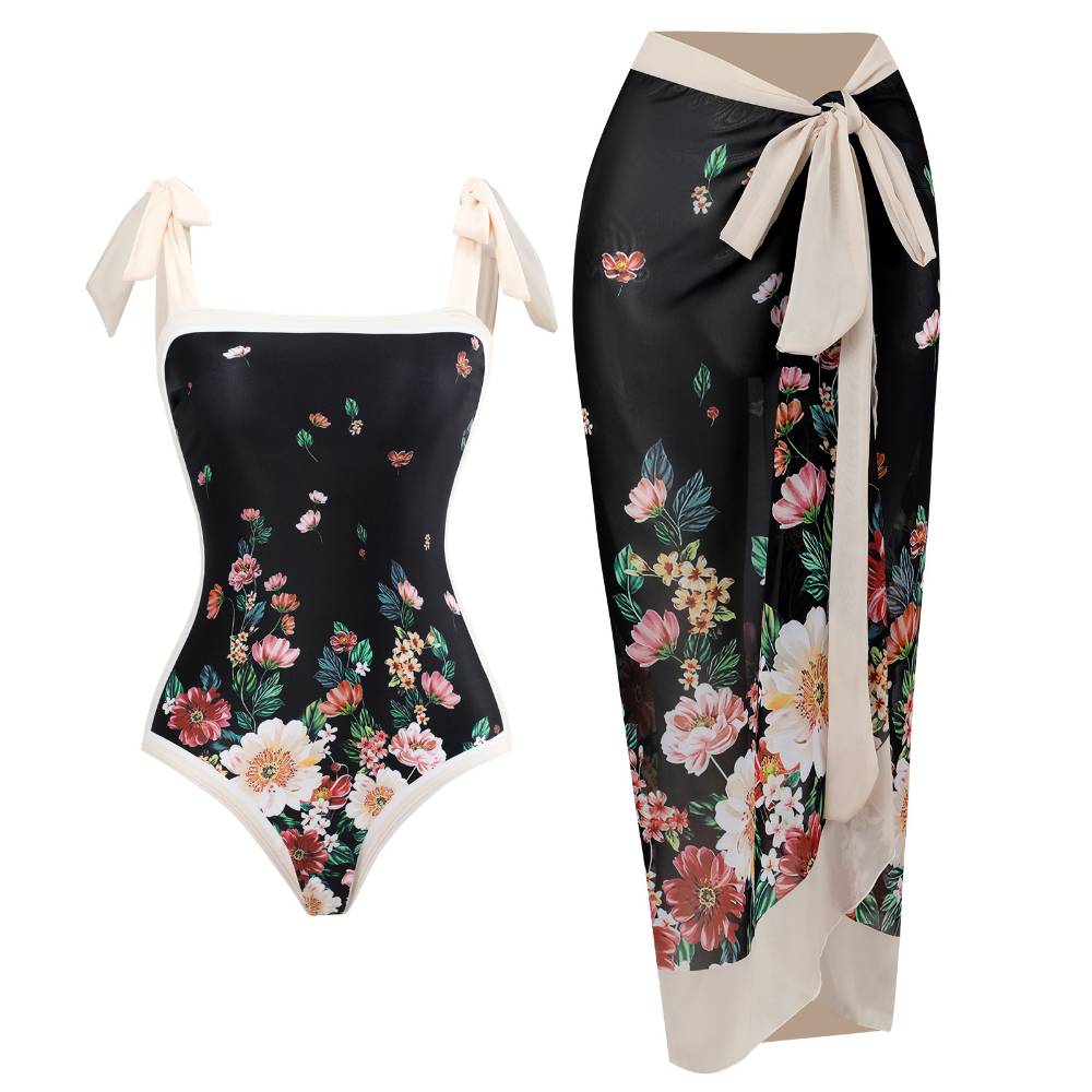 Two Shoulder with Cover One Piece Swimwear SKSW40146