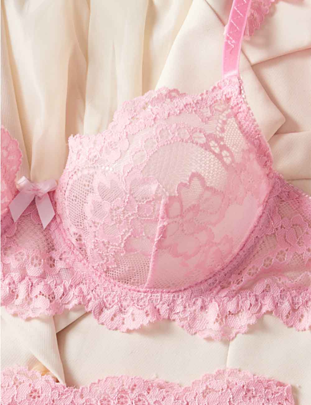 Ladies Sexy Tiered Lace Ruffle Garter 4PCS Lingerie Set