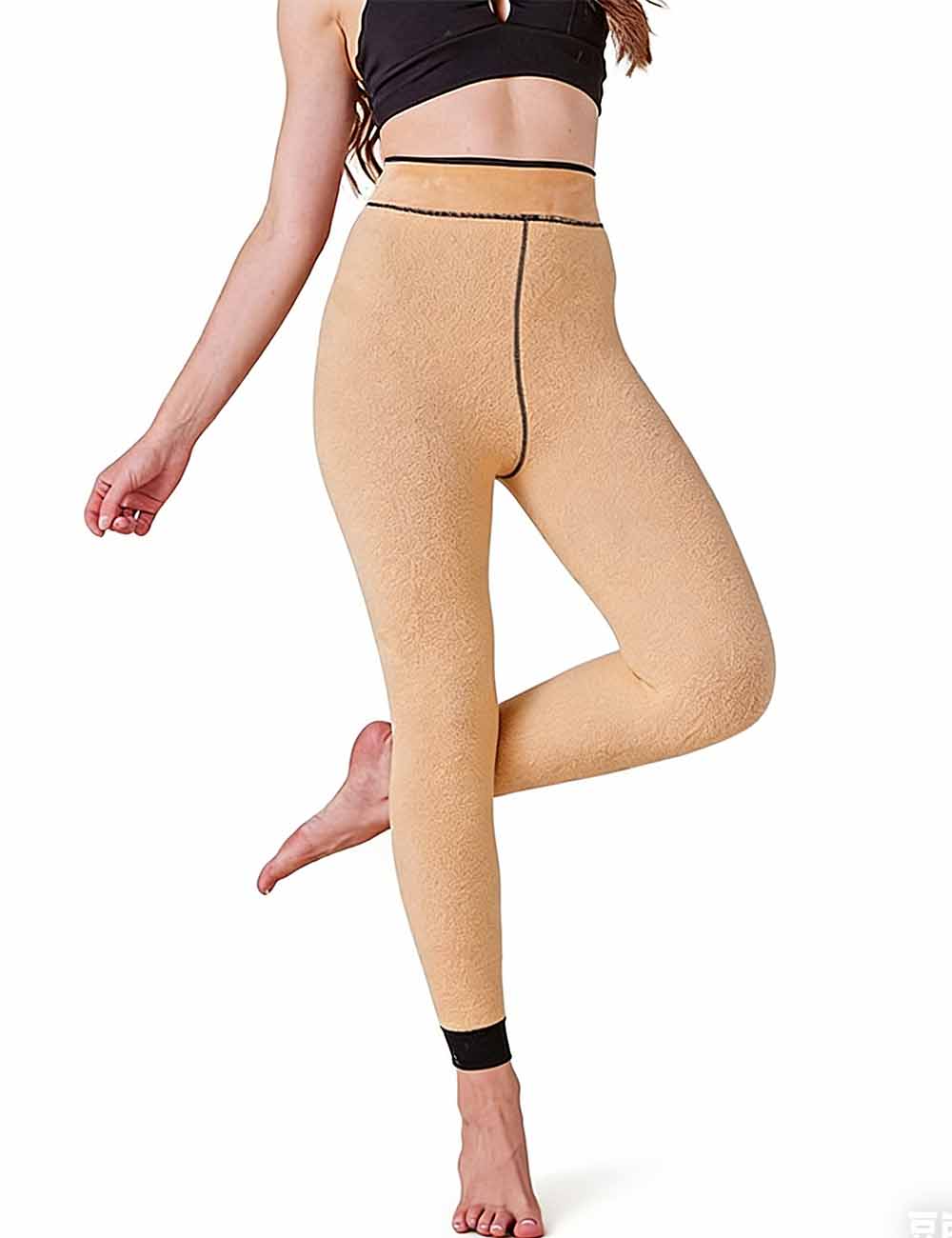 Ladies Winter Warm Fake Sheer Fleece Lined Footless Tights