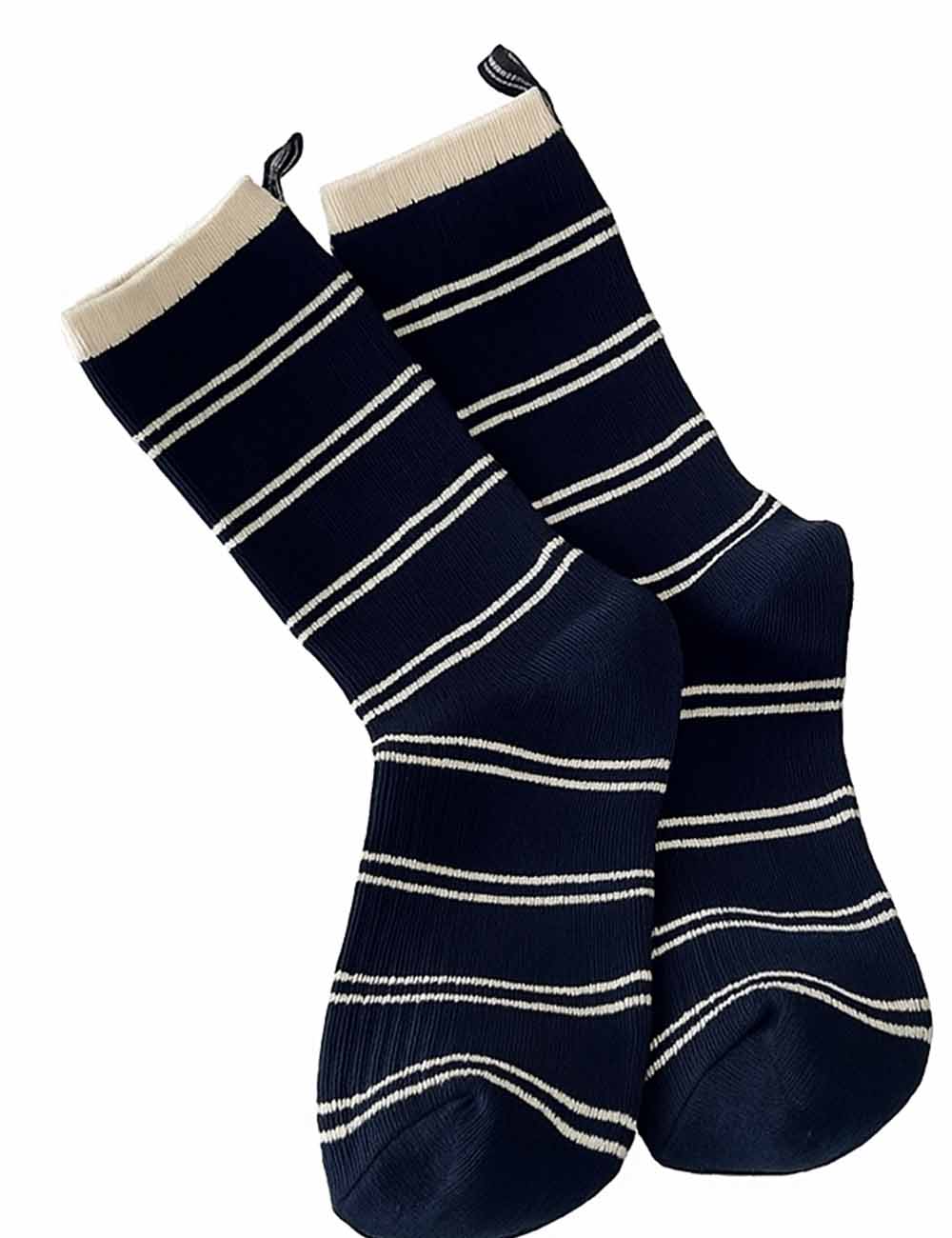 Ladies Color Block Ribbed Knit Midi Calf Socks