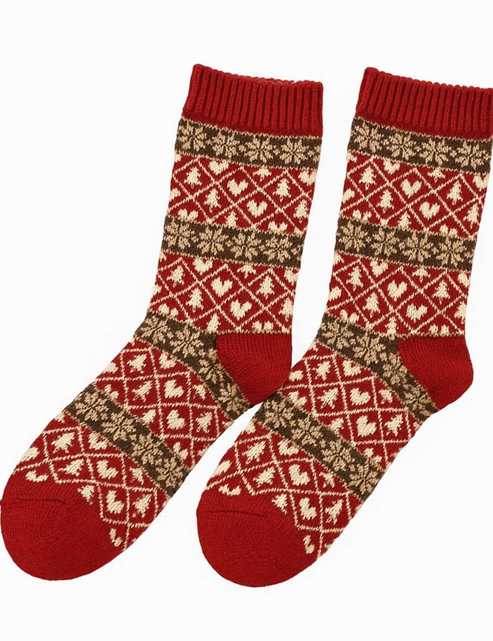 Ladies Christmas Winter Warm Fair Isle Knit Midi Calf Socks