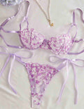 Ladies Floral Embroidery See Through 2PCS Lingerie Set 8XX0110