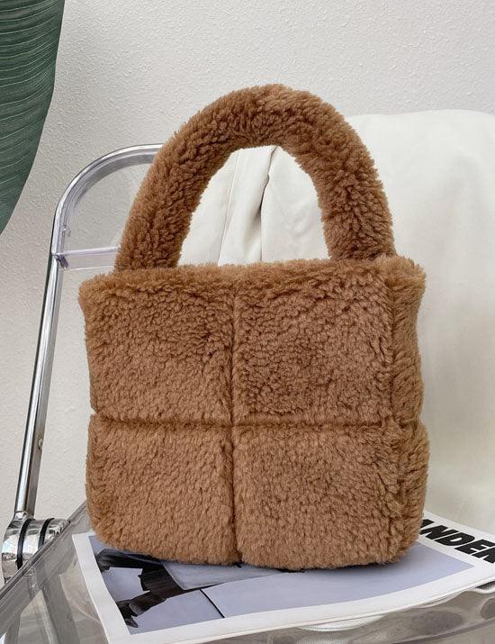 Ladies Fleece Faux Fur Looking Hand Bag SKABG4099