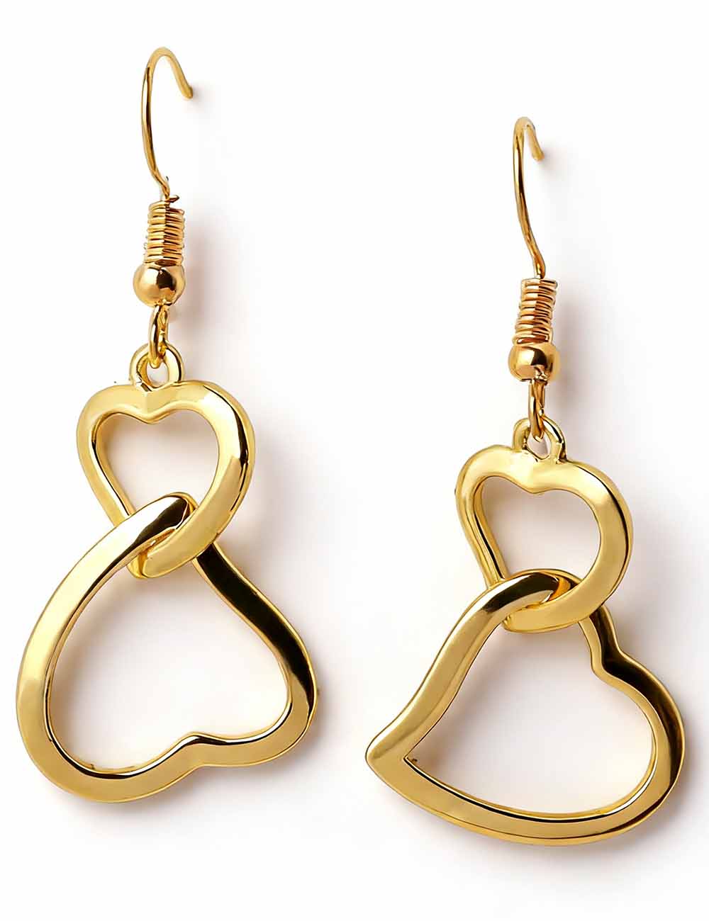 Ladies Valentine's Double Heart Hollow Pendant Earrings