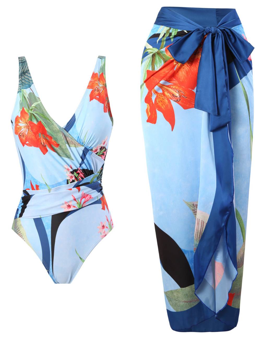 Ladies Print One Piece Swimwear with Cover SKSW40136