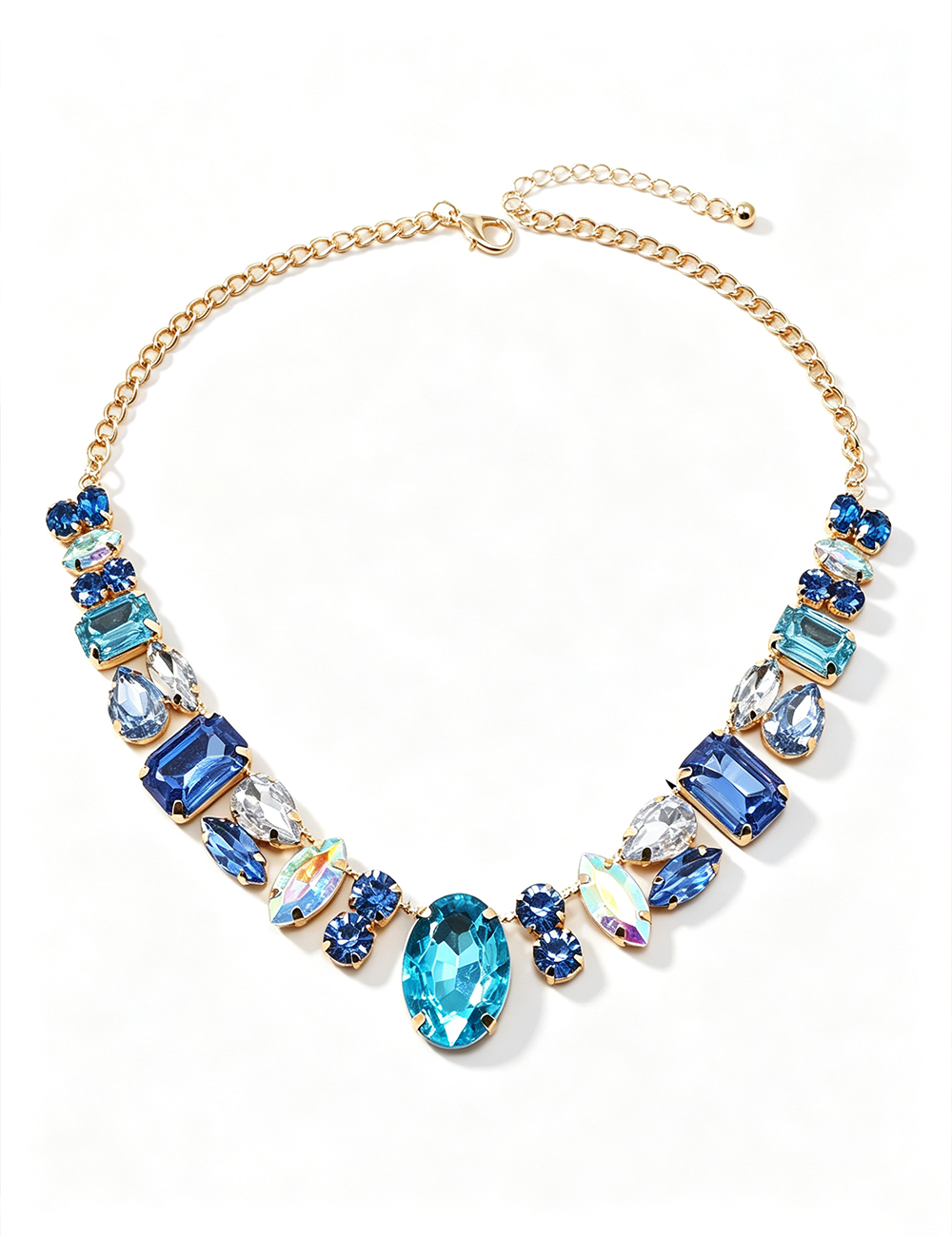 Ladies Retro Colorful Rhinestone Necklace