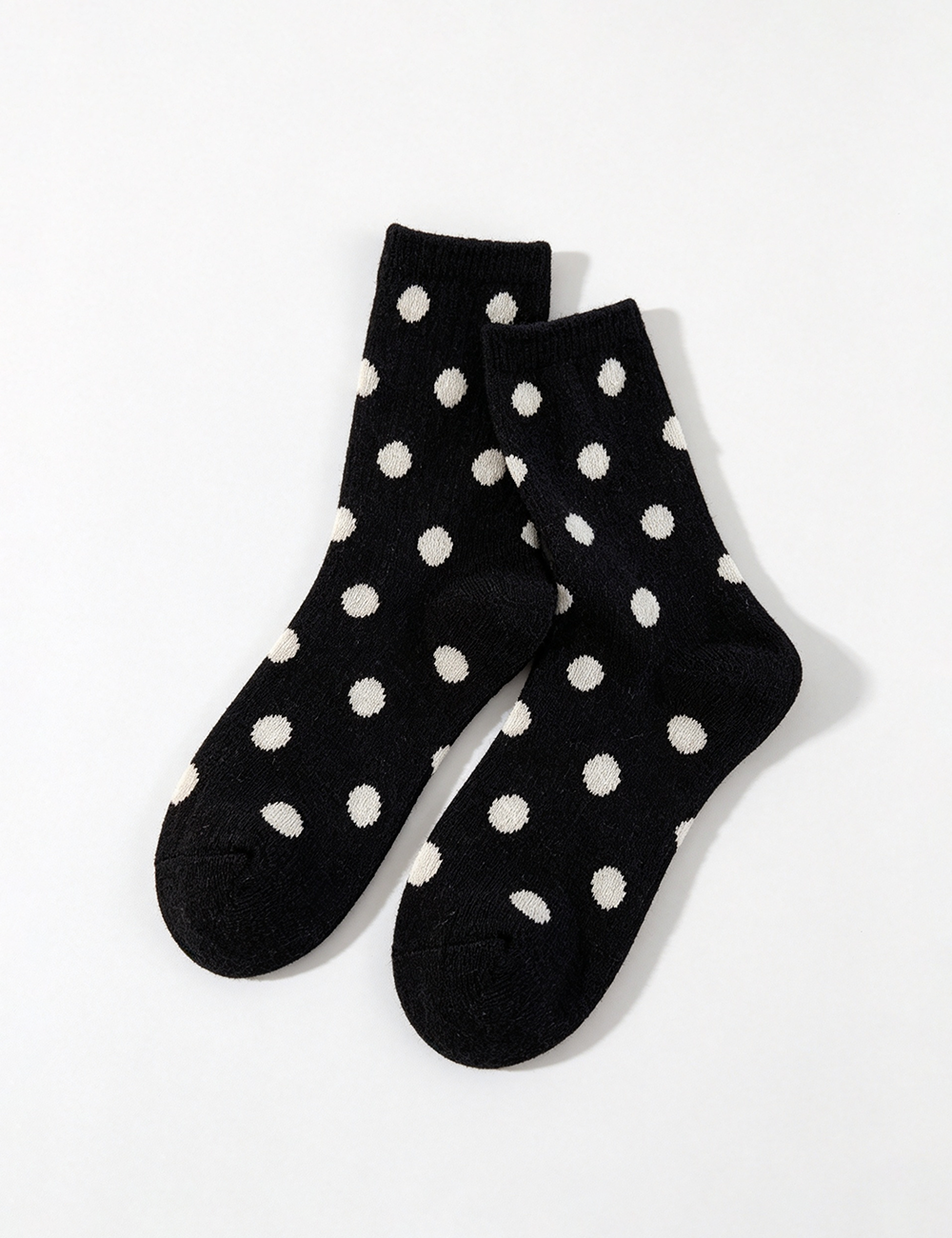 Ladies Cute Vintage Polka Dot Ribbed Slouch Crew Socks