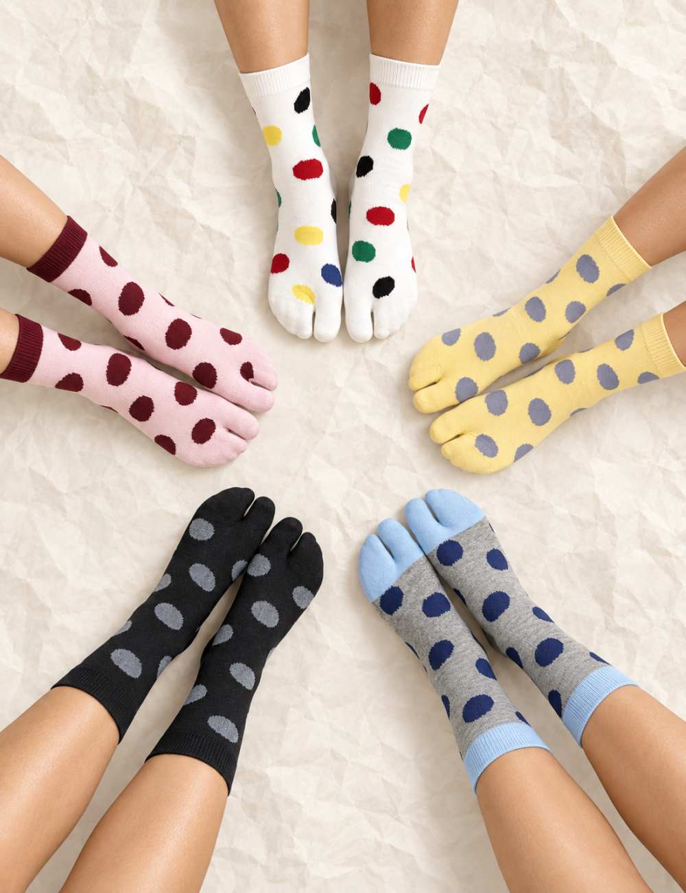 Ladies Colorful Polka Dot Split Toe Socks