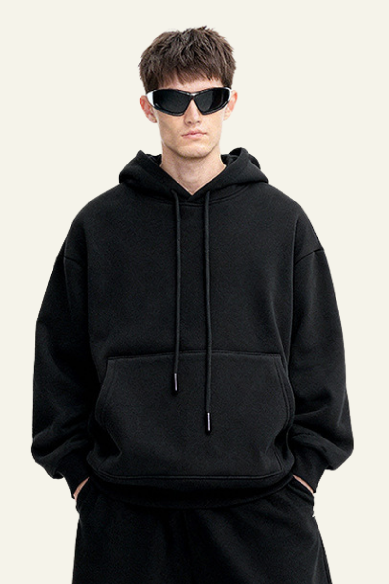Men's Streetwear Fleece-lined Front Pocket Hoodie