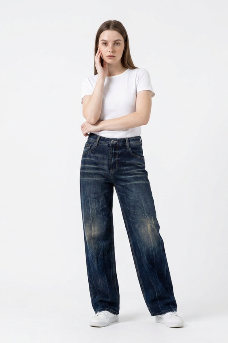 Women's Wash High Waist Straight Leg Jeans