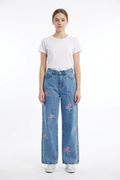 Women's High Waist Printed Wide Leg Jeans