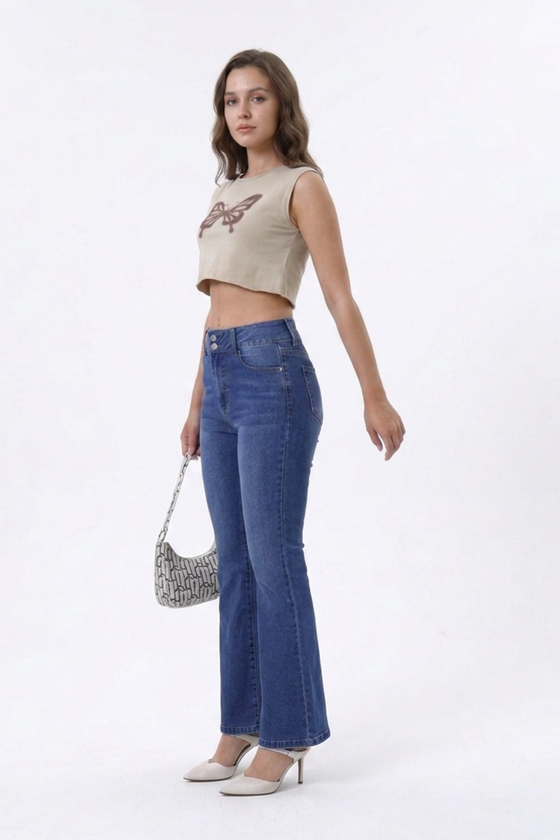 Women's High Waist Retro Stretch Flare Jeans