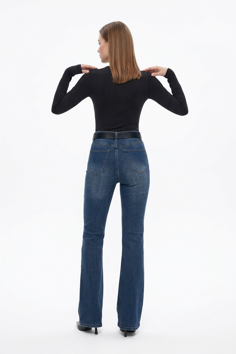 Women's Classic Washed High Waist Flare Jeans