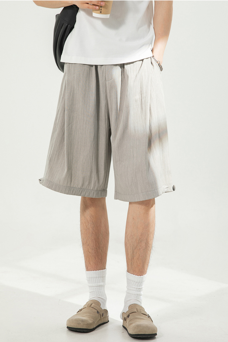 Men's Summer Crinkled Relaxed Straight 5" Button Hem Shorts
